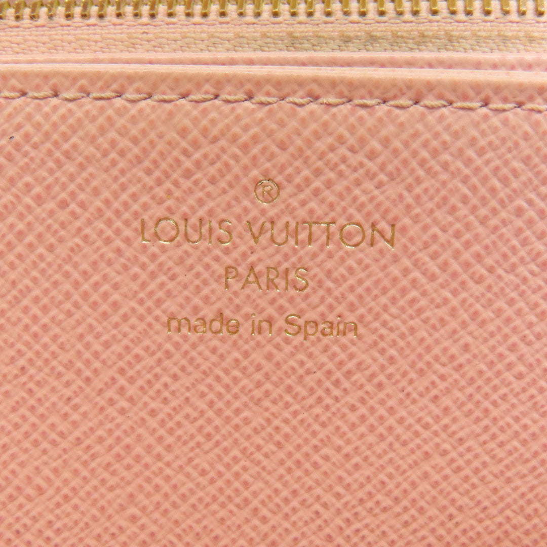 LOUIS VUITTON Long Wallet Purse N60046 Damier canvas Brown Zippy wallet Women Used Authentic