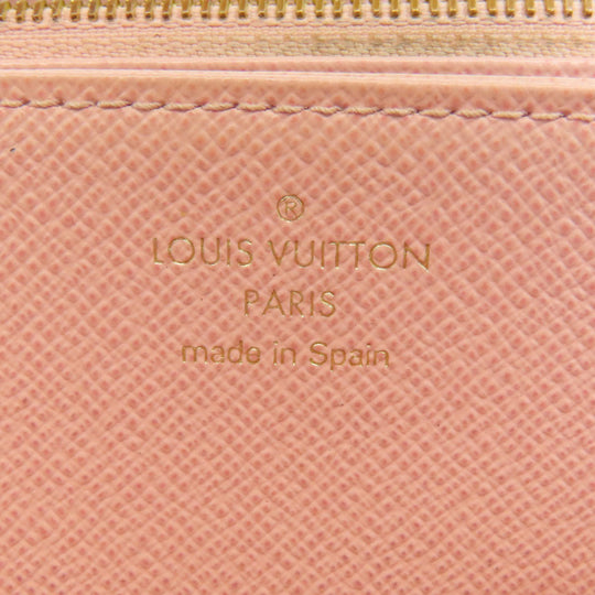 LOUIS VUITTON Long Wallet Purse N60046 Damier canvas Brown Zippy wallet Women Used Authentic