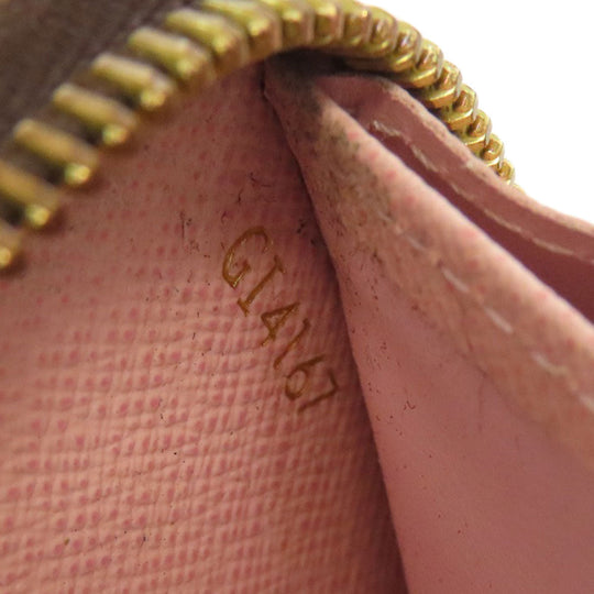 LOUIS VUITTON Long Wallet Purse N60046 Damier canvas Brown Zippy wallet Women Used Authentic