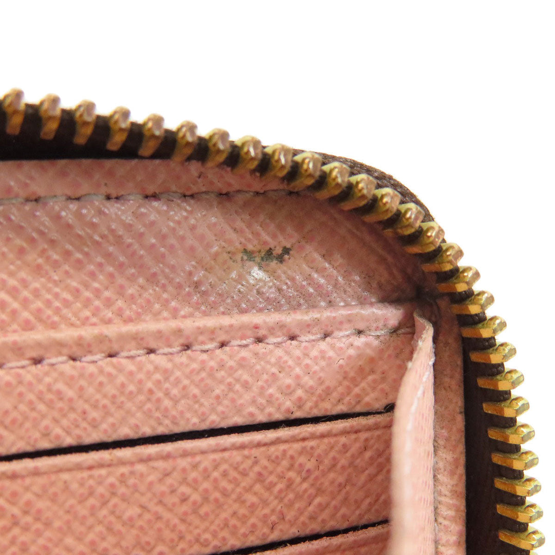 LOUIS VUITTON Long Wallet Purse N60046 Damier canvas Brown Zippy wallet Women Used Authentic