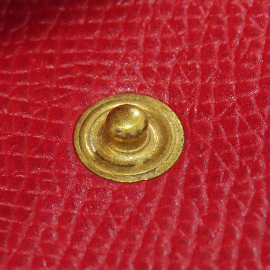 HERMES Coin case Shave Red Le Vingtquatre Gold Metal Women Used Authentic