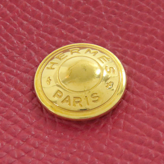 HERMES Coin case Shave Red Le Vingtquatre Gold Metal Women Used Authentic