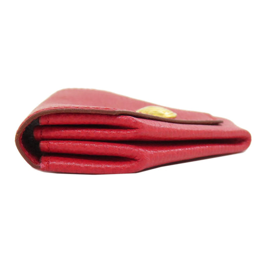 HERMES Coin case Shave Red Le Vingtquatre Gold Metal Women Used Authentic