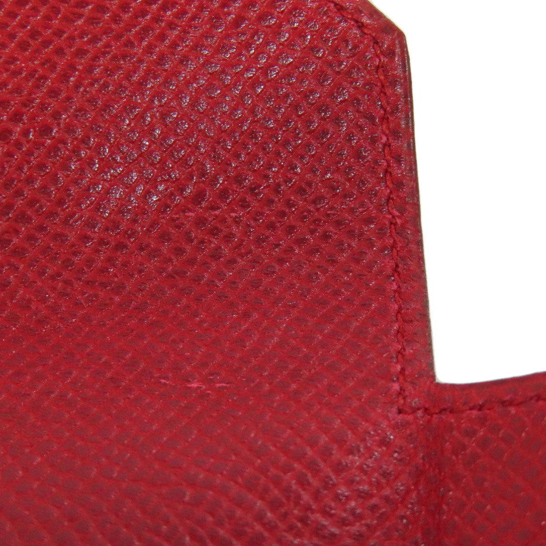HERMES Coin case Shave Red Le Vingtquatre Gold Metal Women Used Authentic