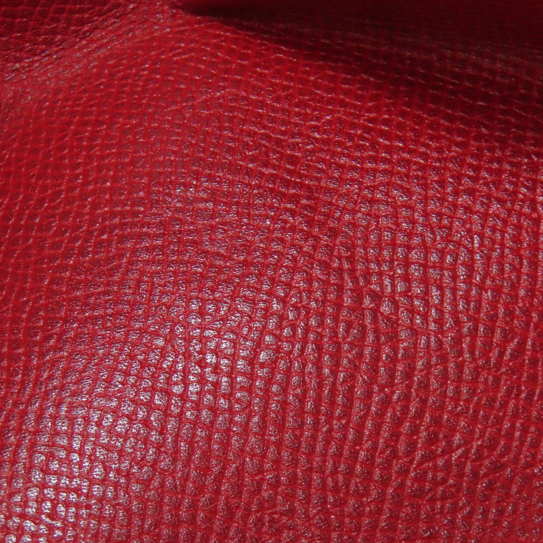 HERMES Coin case Shave Red Le Vingtquatre Gold Metal Women Used Authentic