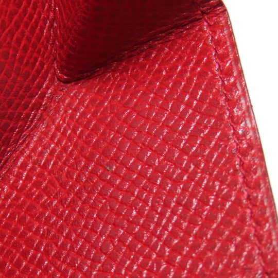 HERMES Coin case Shave Red Le Vingtquatre Gold Metal Women Used Authentic