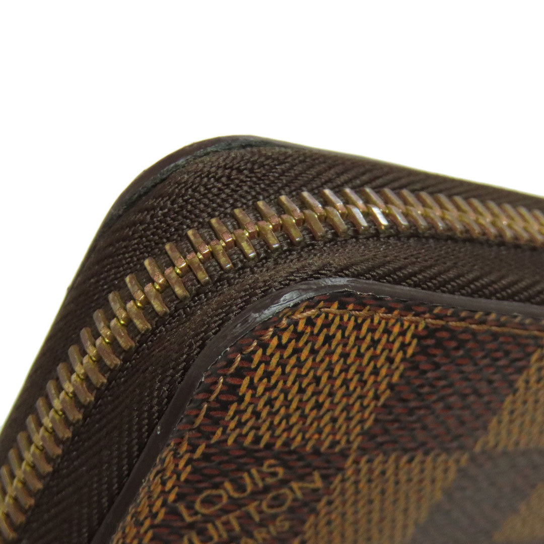 LOUIS VUITTON Long Wallet Purse N60015 Damier canvas Brown Zippy wallet old