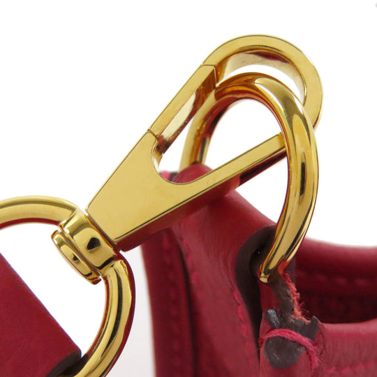 HERMES Shoulder Bag Taurillon Clemence Red Evelyn TPM Gold Metal Women Used Authentic
