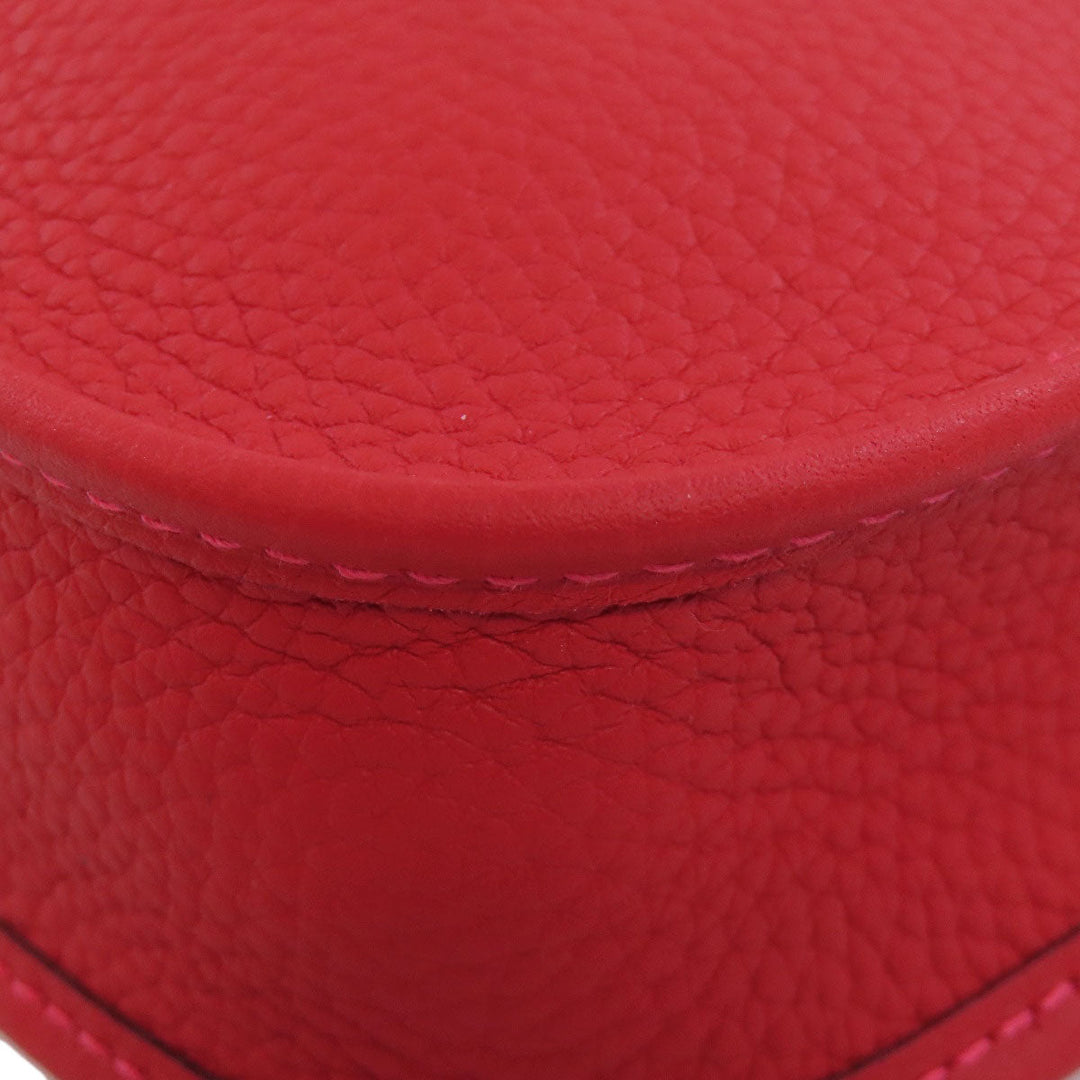 HERMES Shoulder Bag Taurillon Clemence Red Evelyn TPM Gold Metal Women Used Authentic