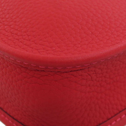 HERMES Shoulder Bag Taurillon Clemence Red Evelyn TPM Gold Metal Women Used Authentic