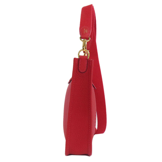 HERMES Shoulder Bag Taurillon Clemence Red Evelyn TPM Gold Metal Women Used Authentic