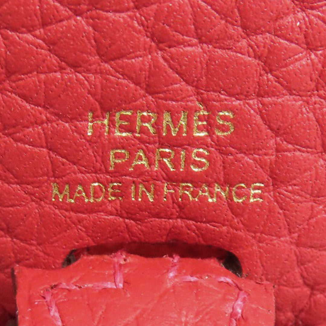 HERMES Shoulder Bag Taurillon Clemence Red Evelyn TPM Gold Metal Women Used Authentic