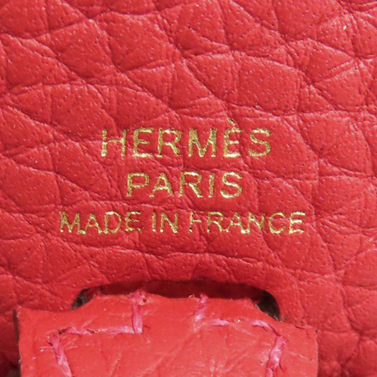 HERMES Shoulder Bag Taurillon Clemence Red Evelyn TPM Gold Metal Women Used Authentic