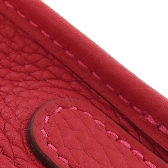 HERMES Shoulder Bag Taurillon Clemence Red Evelyn TPM Gold Metal Women Used Authentic