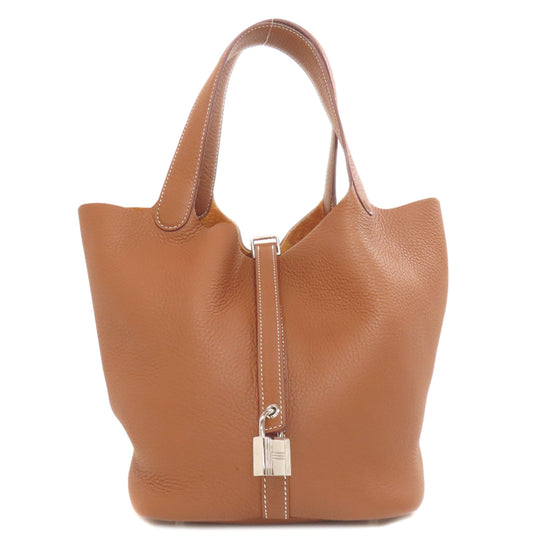 HERMES Handbag Taurillon Clemence Brown Picotin Lock MM SilverMetal Women Used Authentic