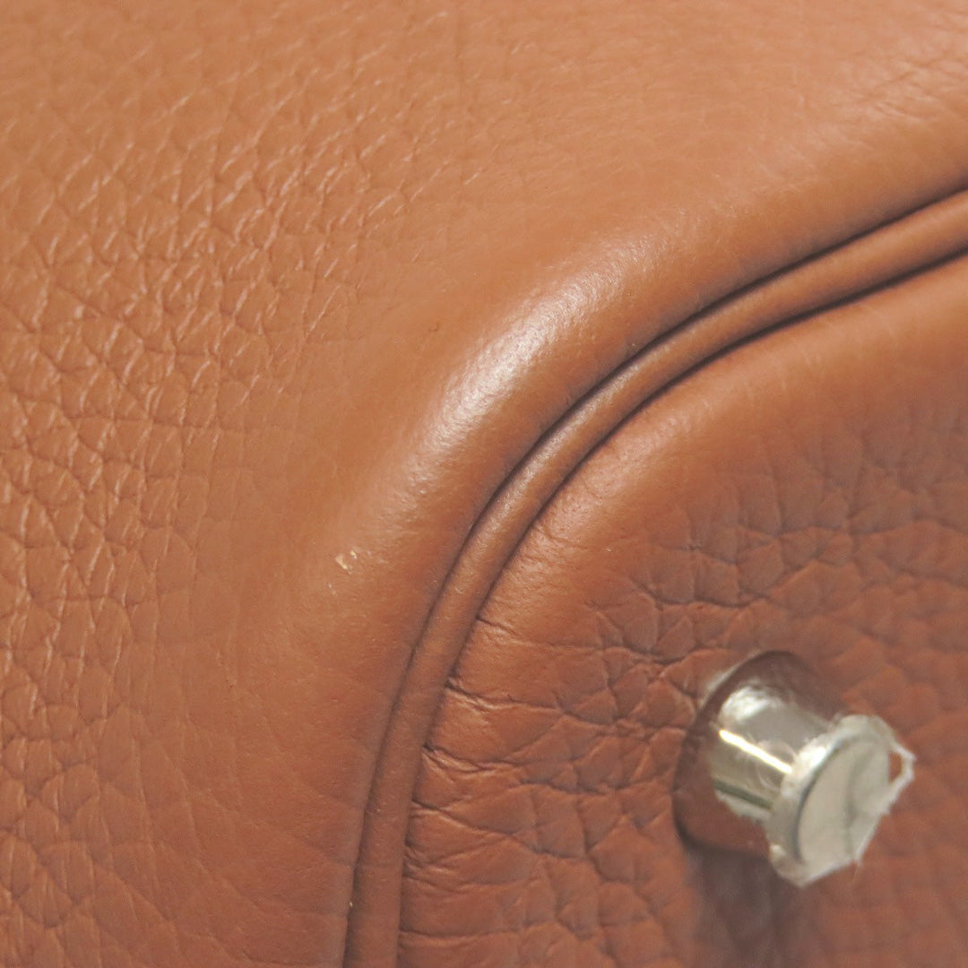 HERMES Handbag Taurillon Clemence Brown Picotin Lock MM SilverMetal Women Used Authentic