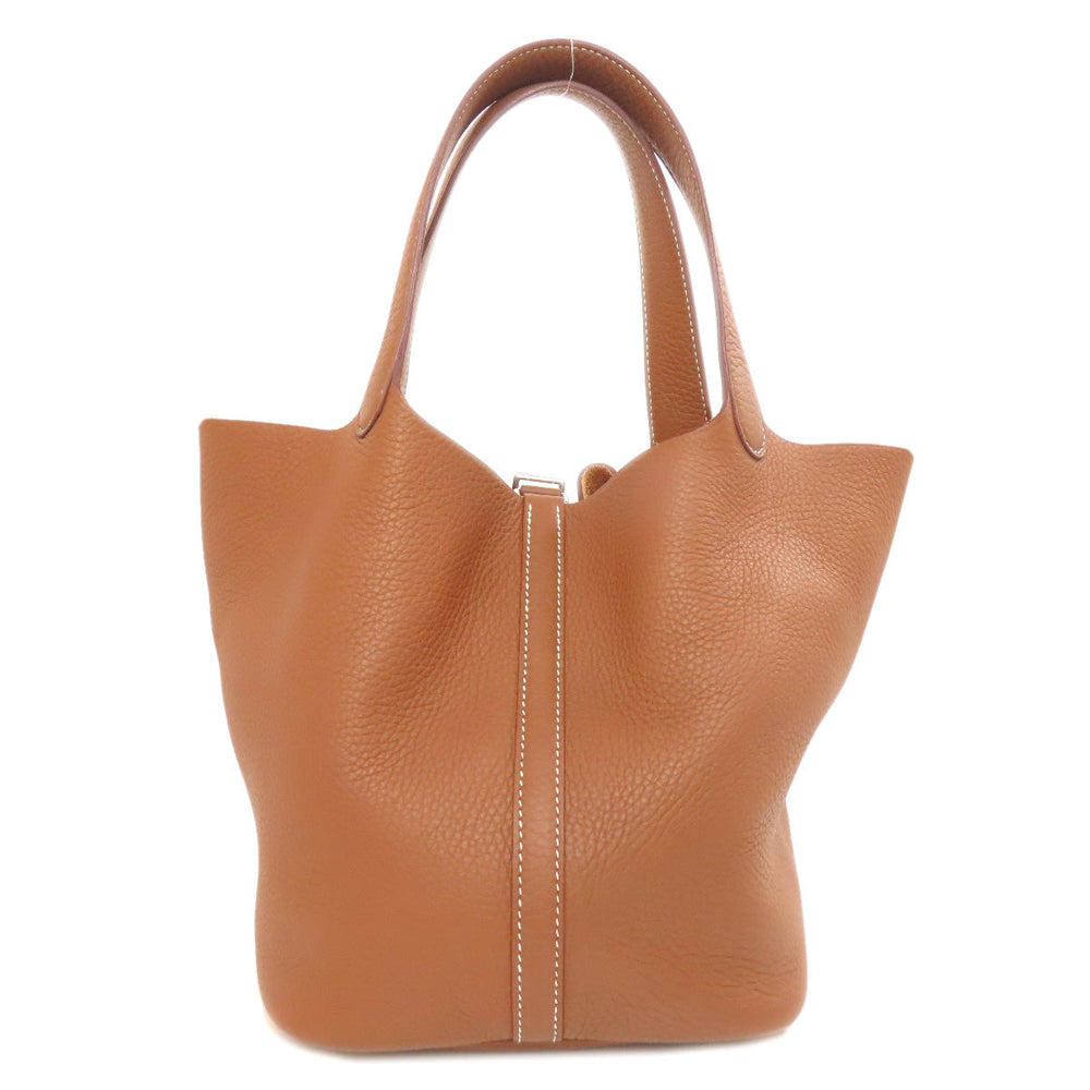 HERMES Handbag Taurillon Clemence Brown Picotin Lock MM SilverMetal Women Used Authentic