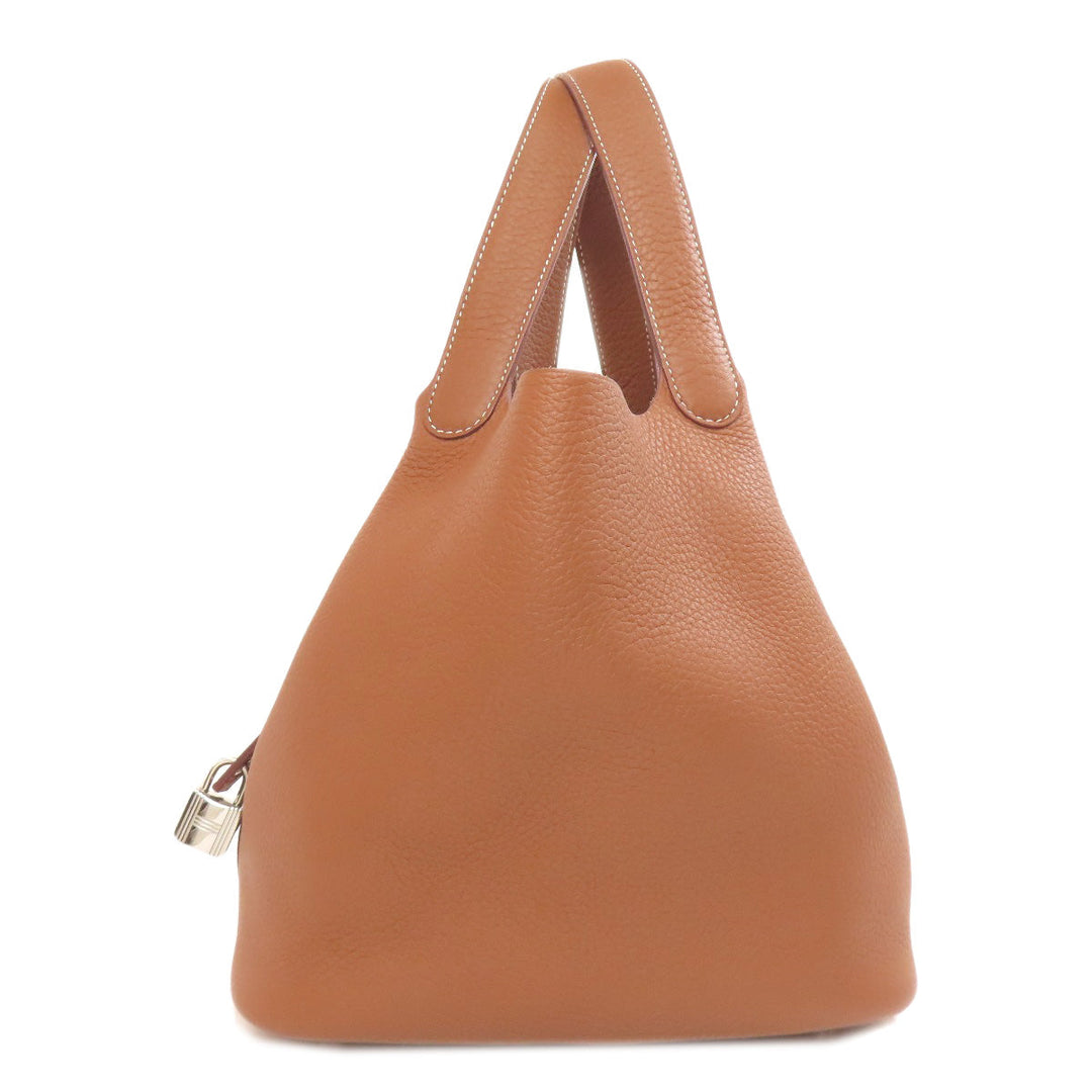 HERMES Handbag Taurillon Clemence Brown Picotin Lock MM SilverMetal Women Used Authentic