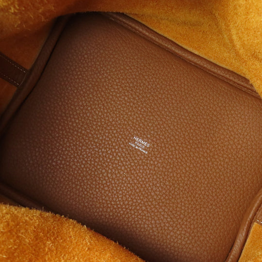 HERMES Handbag Taurillon Clemence Brown Picotin Lock MM SilverMetal Women Used Authentic