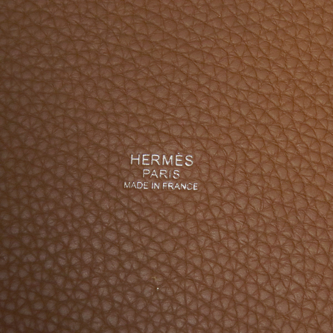 HERMES Handbag Taurillon Clemence Brown Picotin Lock MM SilverMetal Women Used Authentic