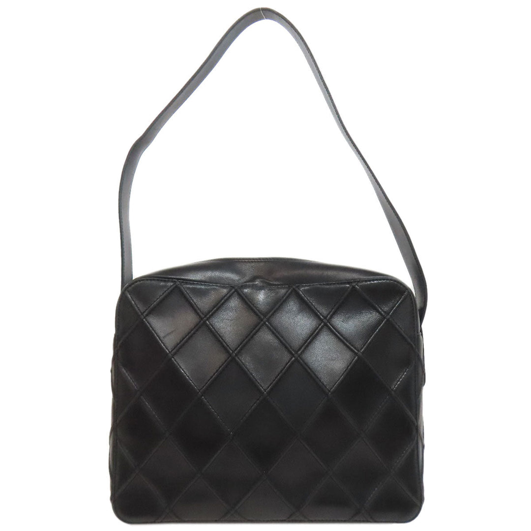 CHANEL Shoulder Bag lambskin black one belt COCO Mark SilverMetal