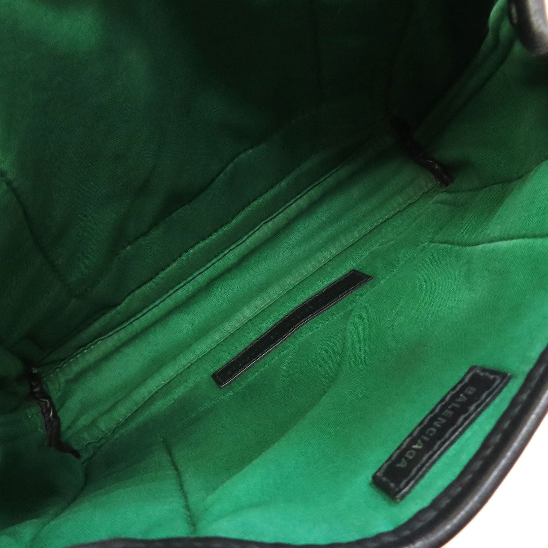 BALENCIAGA Handbag 390346 Wool, Leather green Navy Cabas XS Check Pattern 2WAY Women Used Authentic
