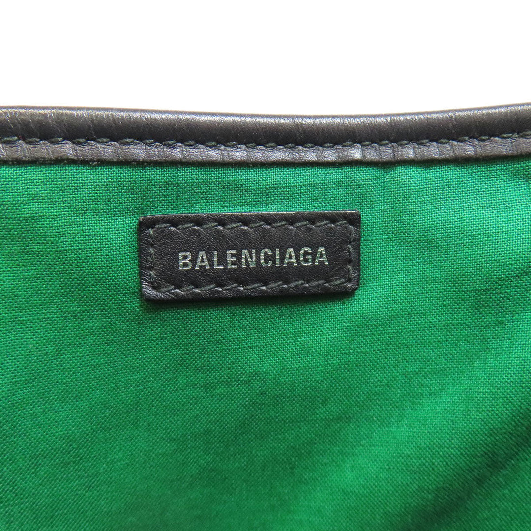 BALENCIAGA Handbag 390346 Wool, Leather green Navy Cabas XS Check Pattern 2WAY Women Used Authentic