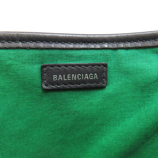 BALENCIAGA Handbag 390346 Wool, Leather green Navy Cabas XS Check Pattern 2WAY Women Used Authentic