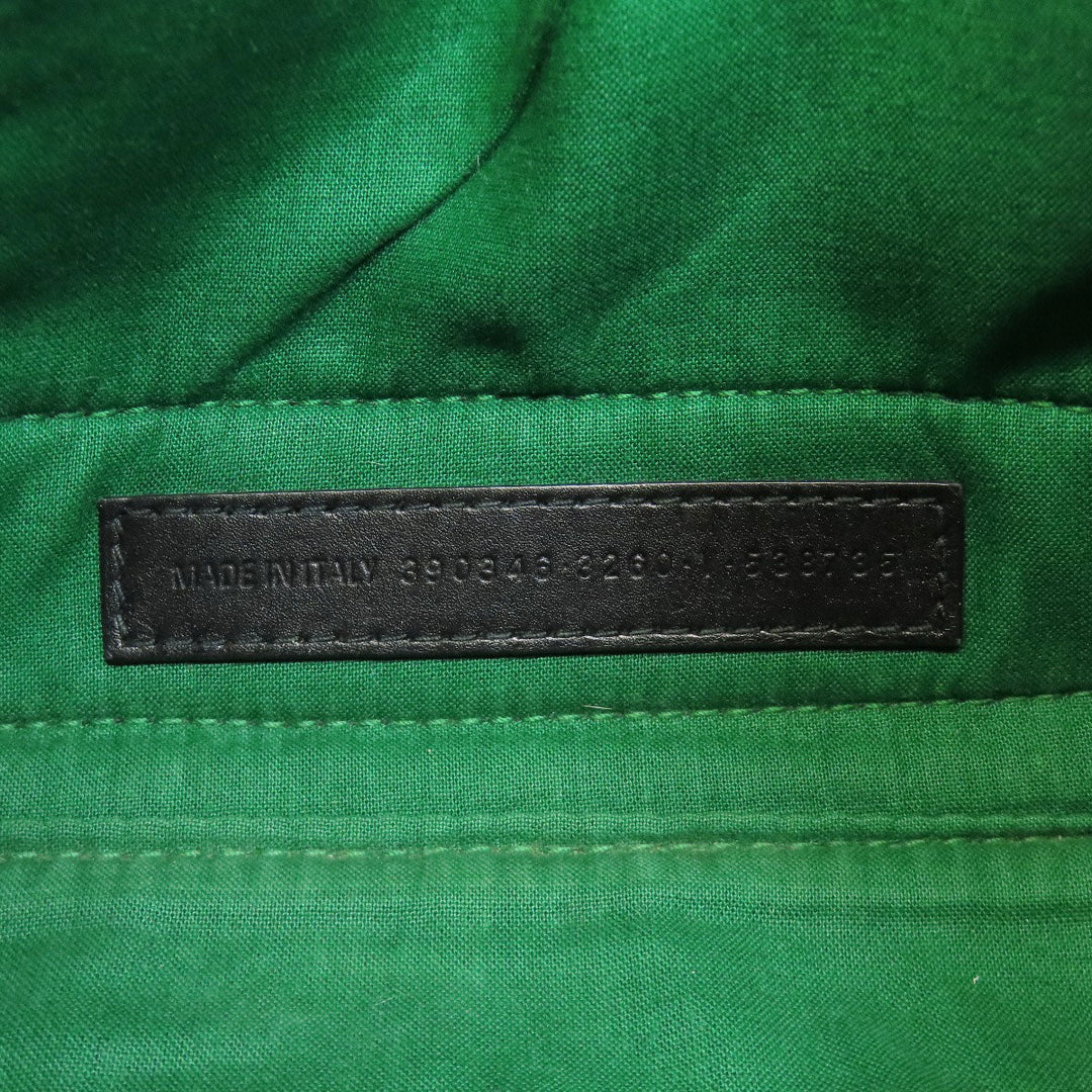 BALENCIAGA Handbag 390346 Wool, Leather green Navy Cabas XS Check Pattern 2WAY Women Used Authentic