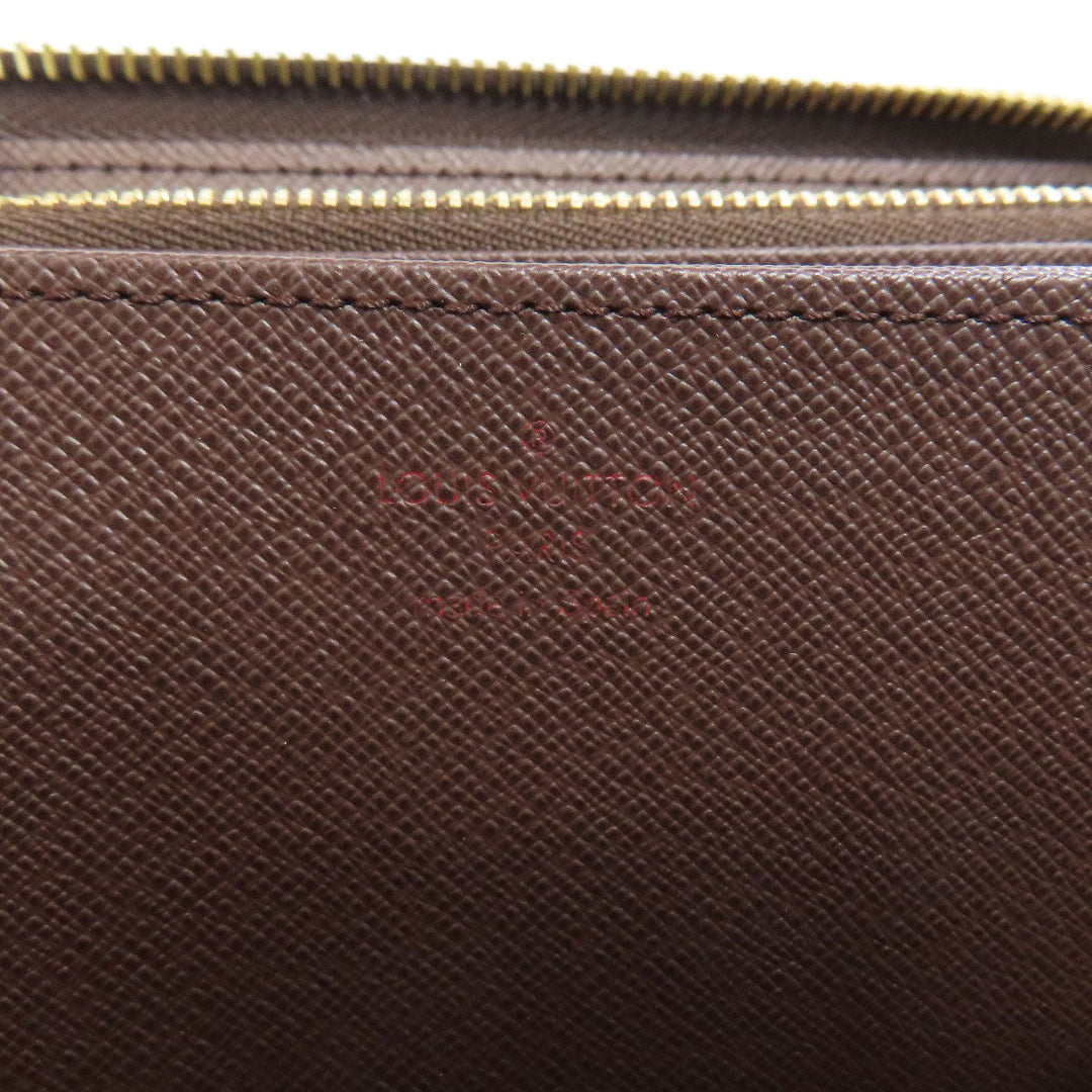 LOUIS VUITTON Long Wallet Purse N41661 Damier canvas Brown Zippy wallet Women Used Authentic