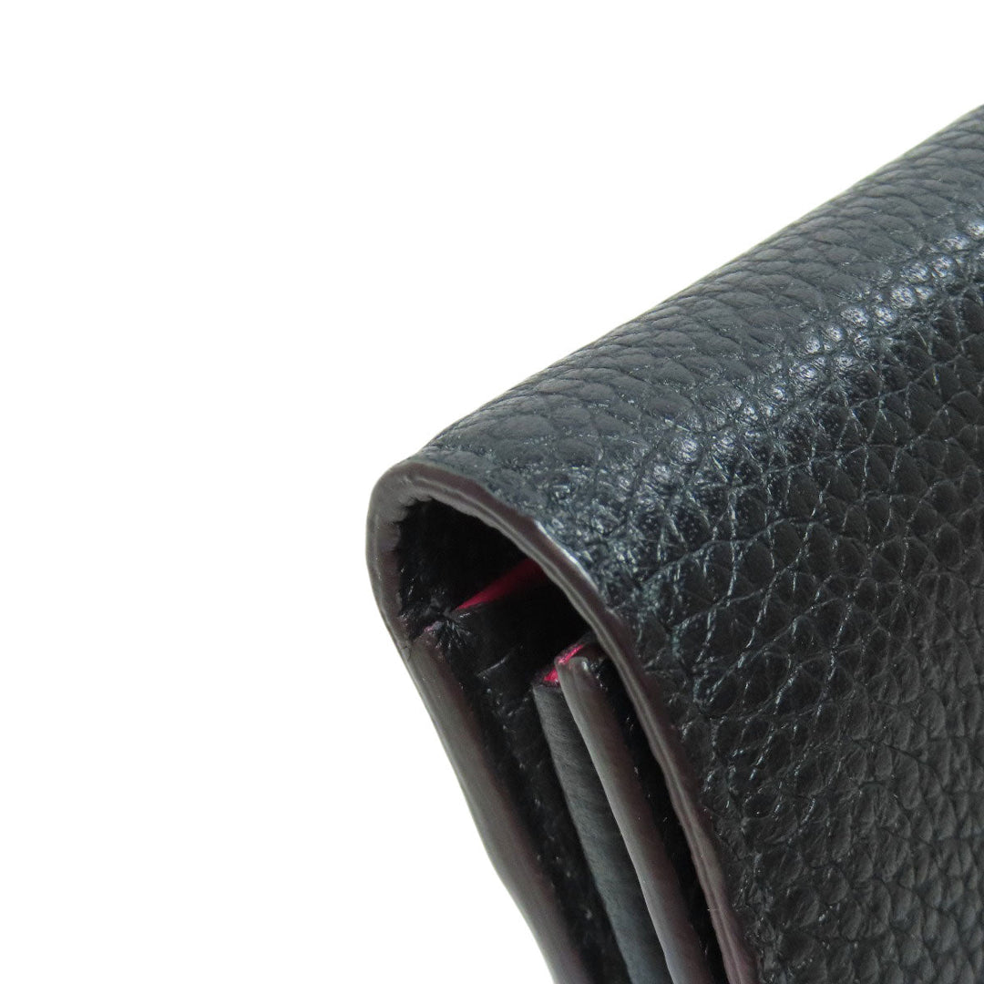 LOUIS VUITTON Long Wallet Purse M61248 Taurillon Clemence black Portefeuille Capsine Women Used Authentic