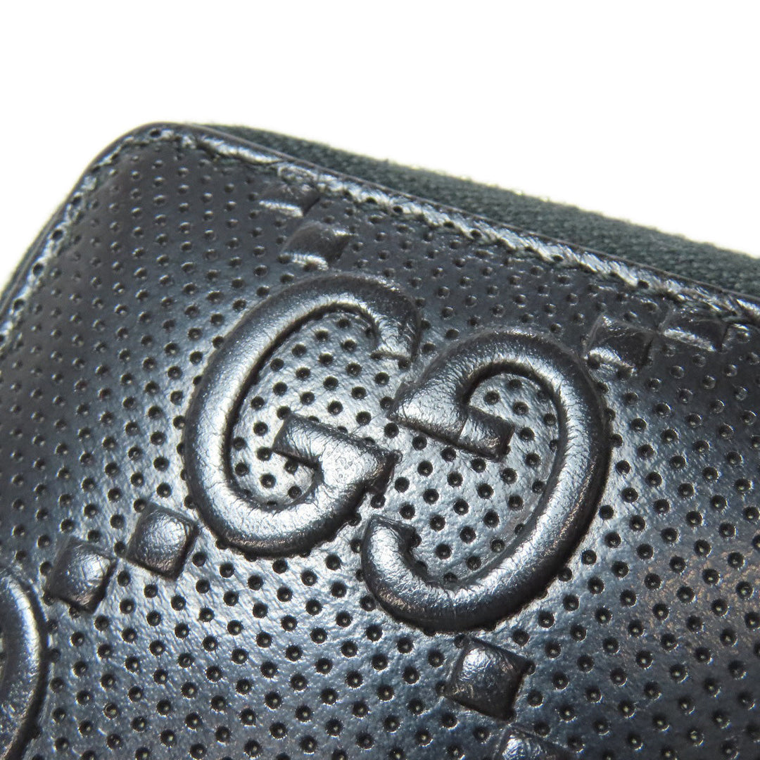 GUCCI Long Wallet Purse 625558 PVC black Zip Around GG Embossed mens Used Authentic