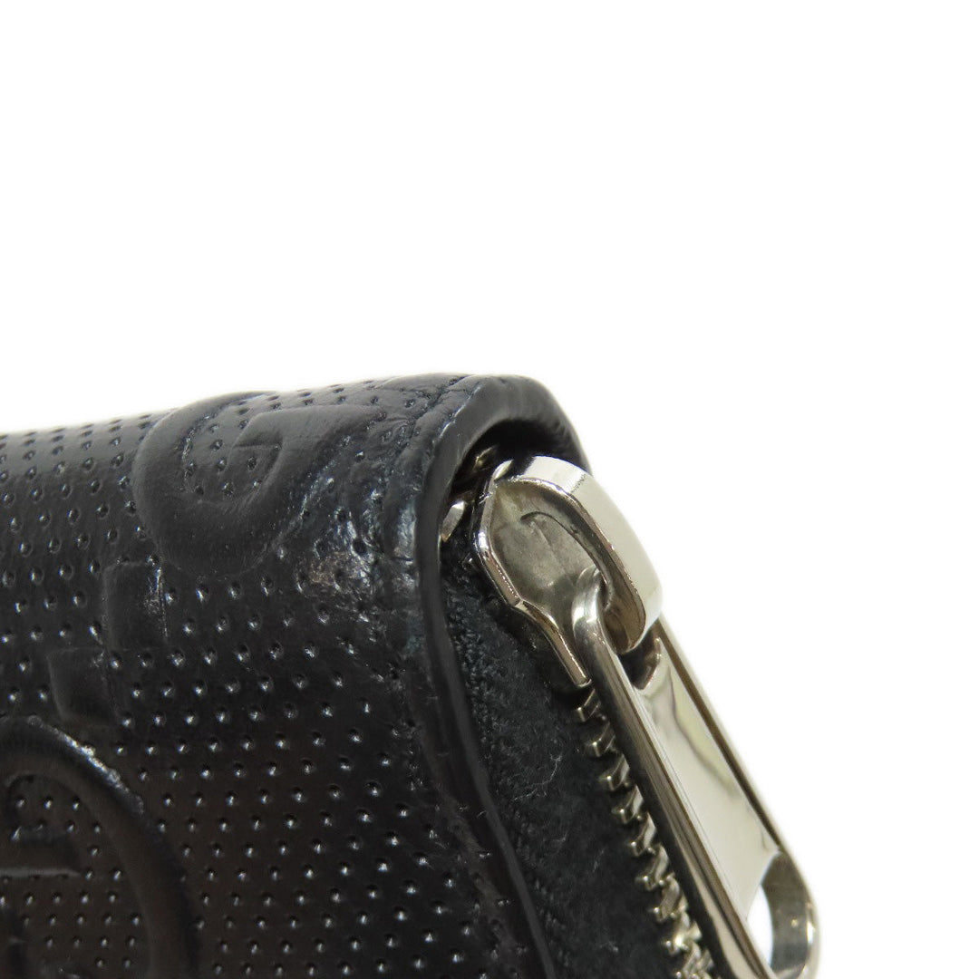 GUCCI Long Wallet Purse 625558 PVC black Zip Around GG Embossed mens Used Authentic