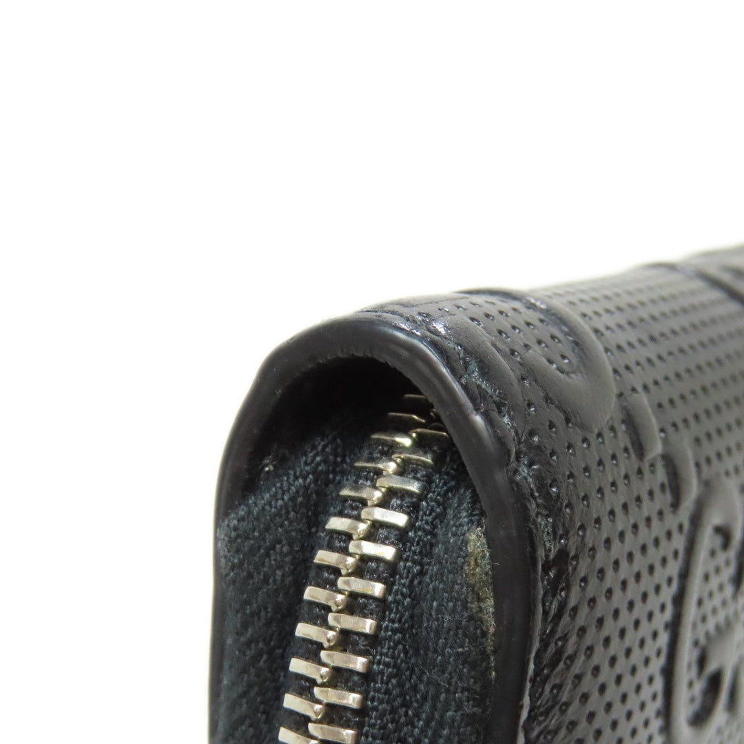 GUCCI Long Wallet Purse 625558 PVC black Zip Around GG Embossed mens Used Authentic