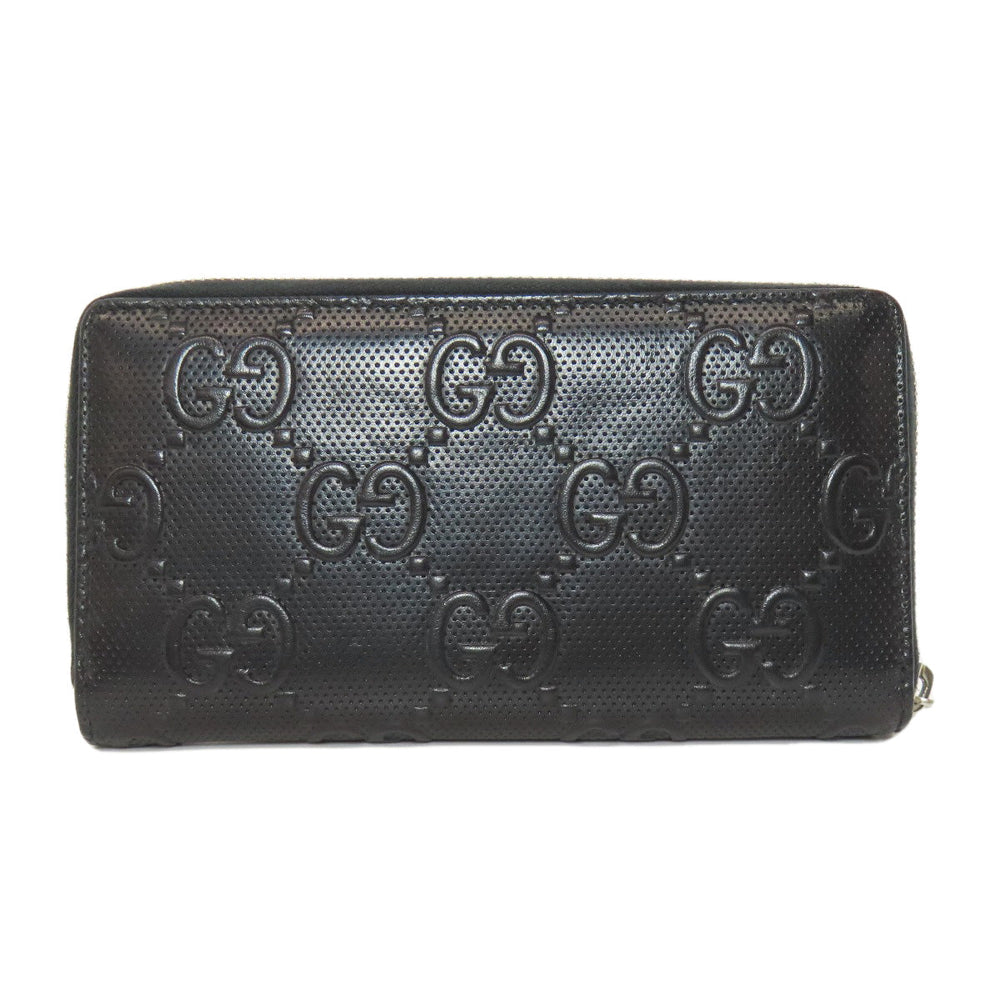 GUCCI Long Wallet Purse 625558 PVC black Zip Around GG Embossed mens Used Authentic