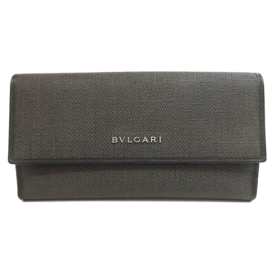 BVLGARI Long Wallet Purse PVC gray logo