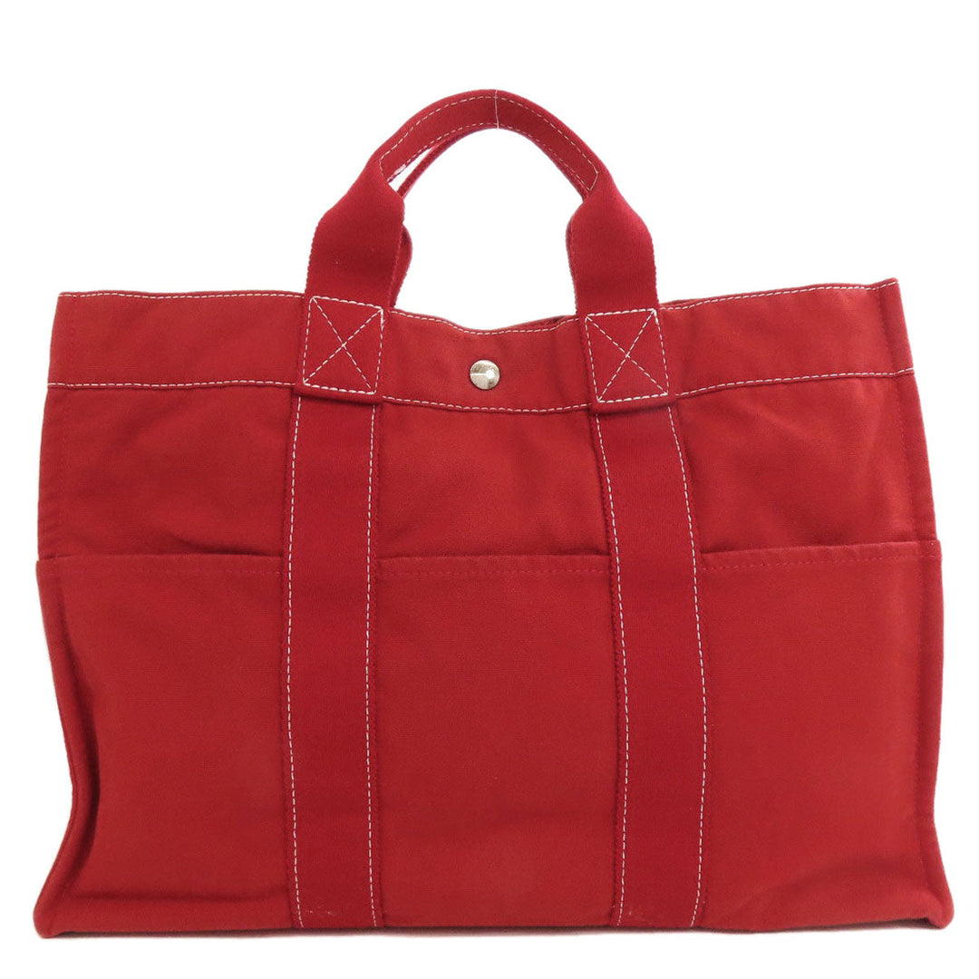 HERMES Handbag canvas Red Deauville