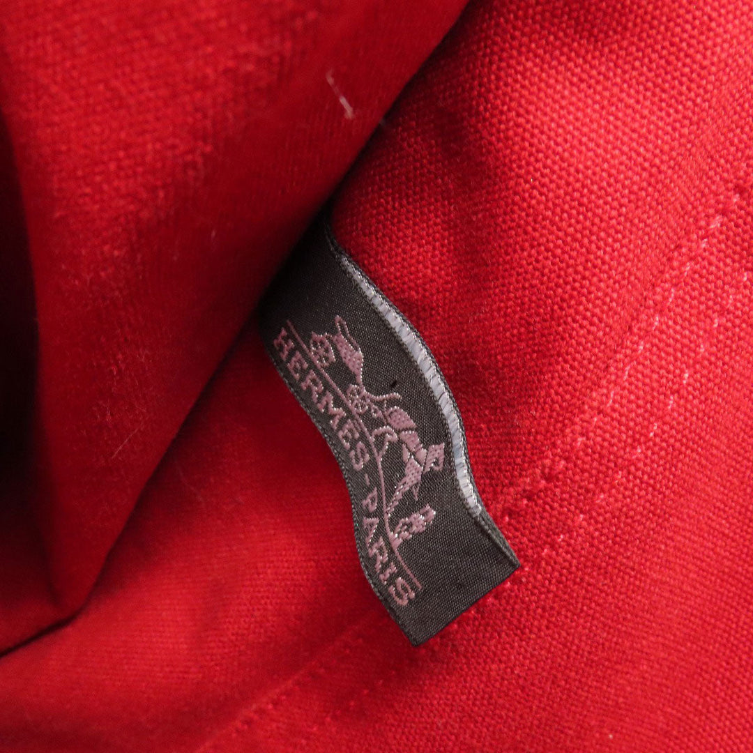 HERMES Handbag canvas Red Deauville