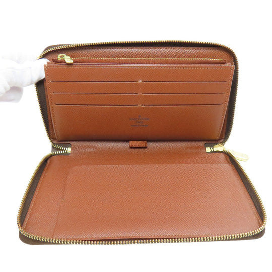 LOUIS VUITTON Long Wallet Purse M60002 Monogram canvas Brown Zippy Organizer mens Used Authentic