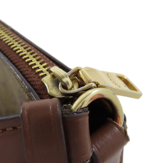 COACH Shoulder Bag 91013 PVC Brown Long Shoulder Signature Women Used Authentic