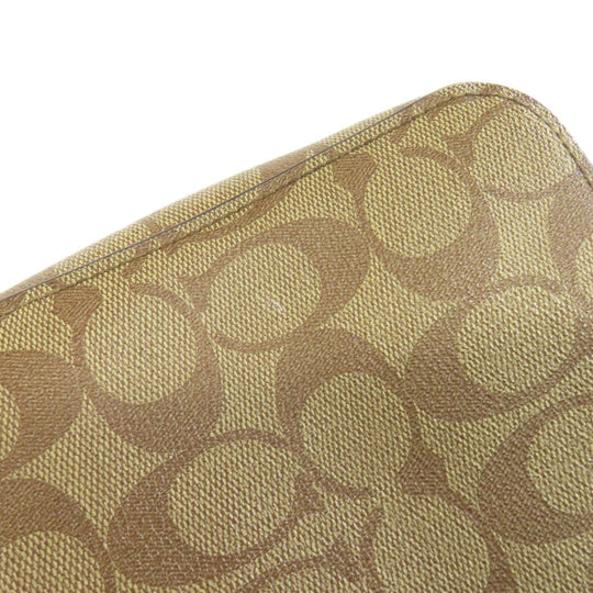 COACH Shoulder Bag 91013 PVC Brown Long Shoulder Signature Women Used Authentic