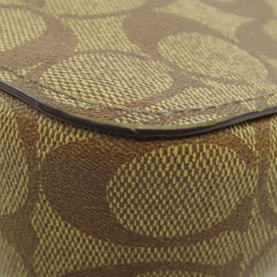 COACH Shoulder Bag 91013 PVC Brown Long Shoulder Signature Women Used Authentic