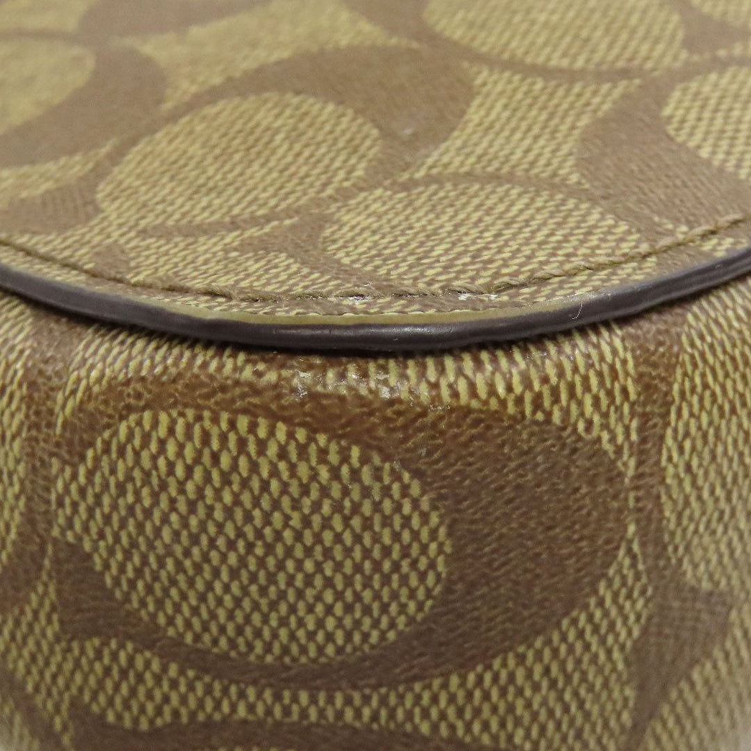 COACH Shoulder Bag 91013 PVC Brown Long Shoulder Signature Women Used Authentic