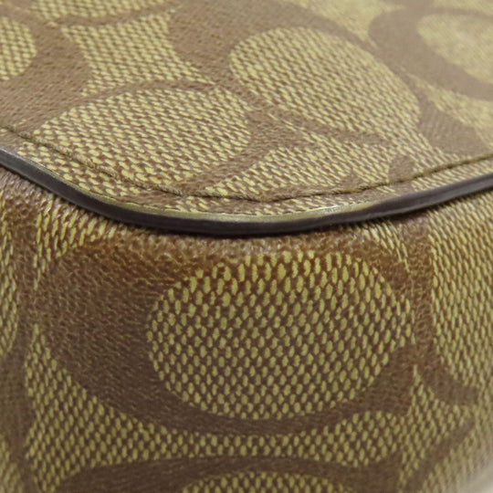 COACH Shoulder Bag 91013 PVC Brown Long Shoulder Signature Women Used Authentic