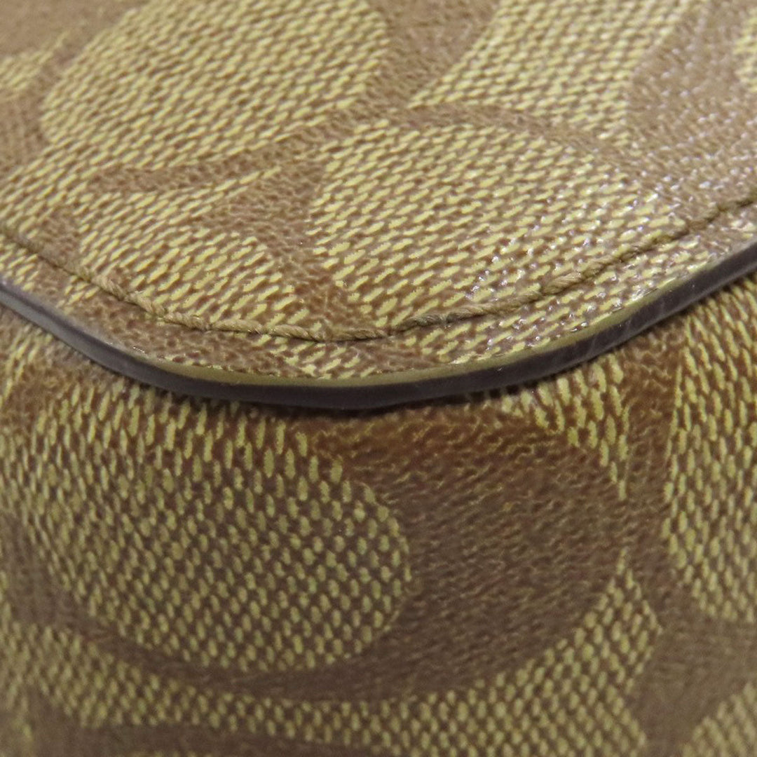 COACH Shoulder Bag 91013 PVC Brown Long Shoulder Signature Women Used Authentic