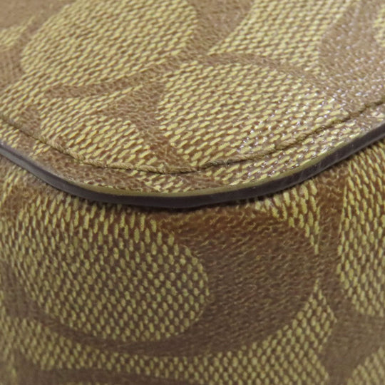 COACH Shoulder Bag 91013 PVC Brown Long Shoulder Signature Women Used Authentic