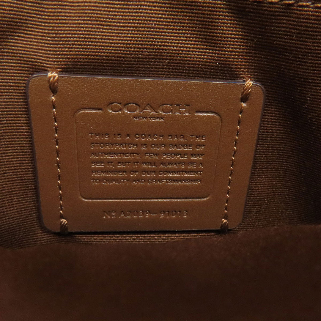 COACH Shoulder Bag 91013 PVC Brown Long Shoulder Signature Women Used Authentic