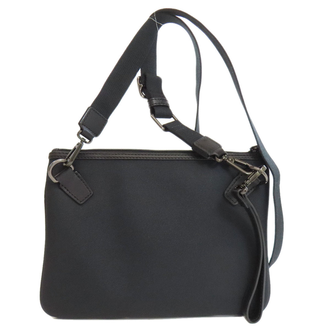 HUNTING WORLD Shoulder Bag canvas black logo Women Used Authentic