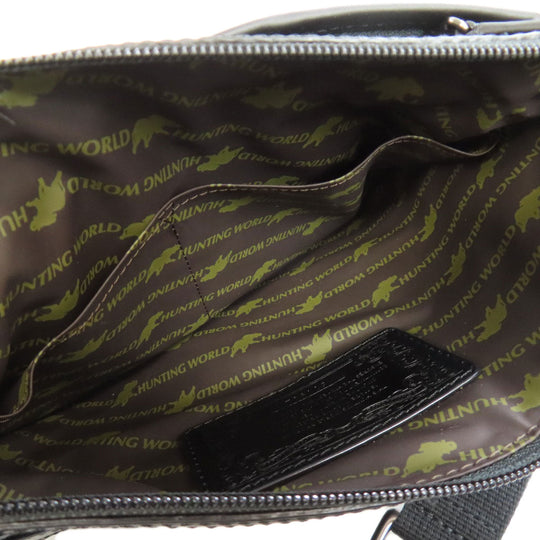 HUNTING WORLD Shoulder Bag canvas black logo Women Used Authentic