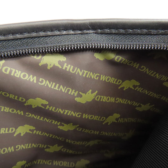 HUNTING WORLD Shoulder Bag canvas black logo Women Used Authentic